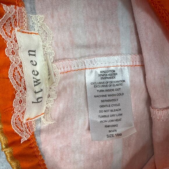 Btween Halloween Outfit Girls 18M Pumpkin Top, Striped Pants Headband Set Fall - Picture 6 of 8